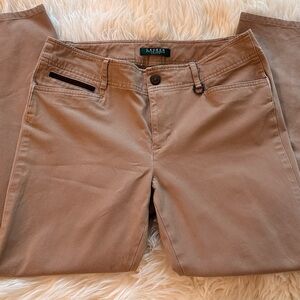 Lauren Ralph Lauren Petite Brown Pants with Brass Horseshoe Charm Size 8P